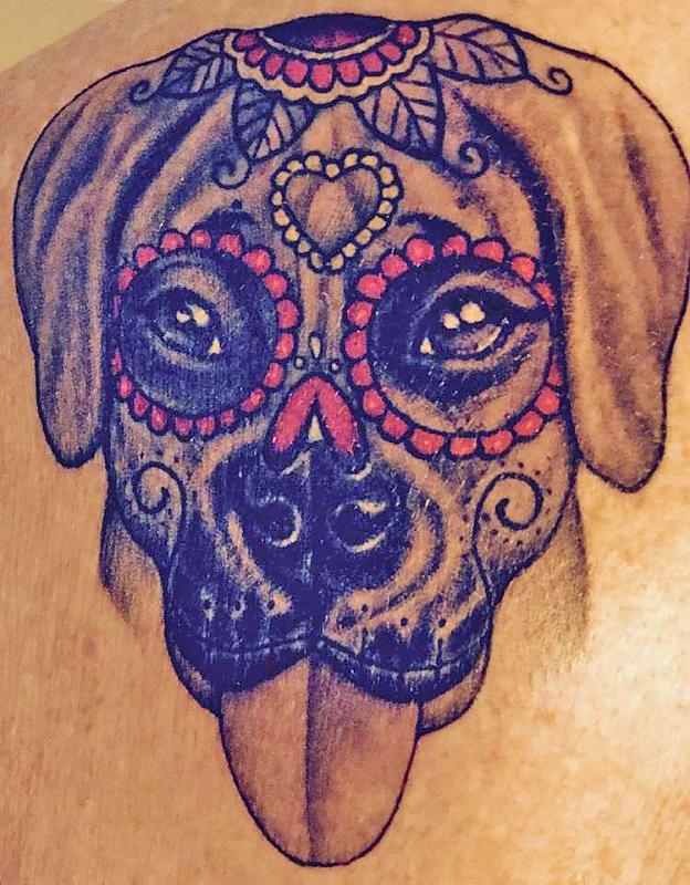 Chest Dog Dotwork Tattoo by Michele Zingales