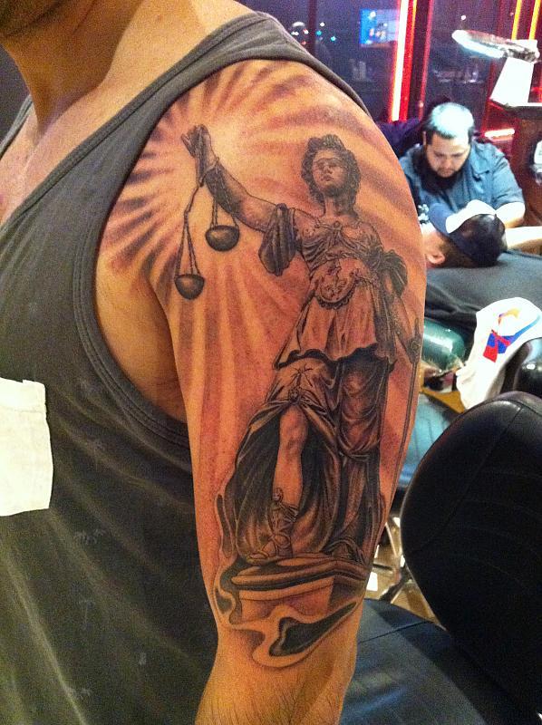 lady justice back tattoo