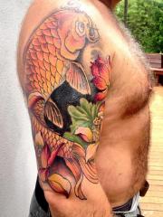 Koi and Lotus sleeve  almost done