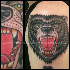 Traditional Bear Head Tattoo By Chris Lambert