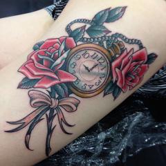 roses, pocket watch
