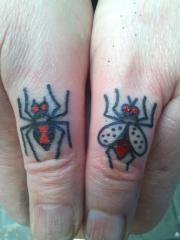 Spider and Fly Thumb Tattoos