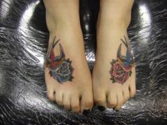 feet roses and birds