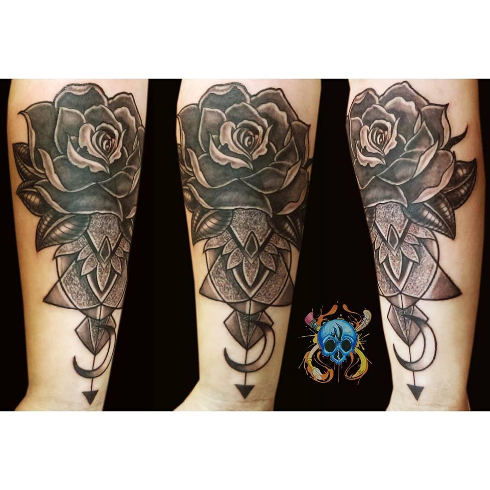 Rose and mandala tattoo design on Craiyon
