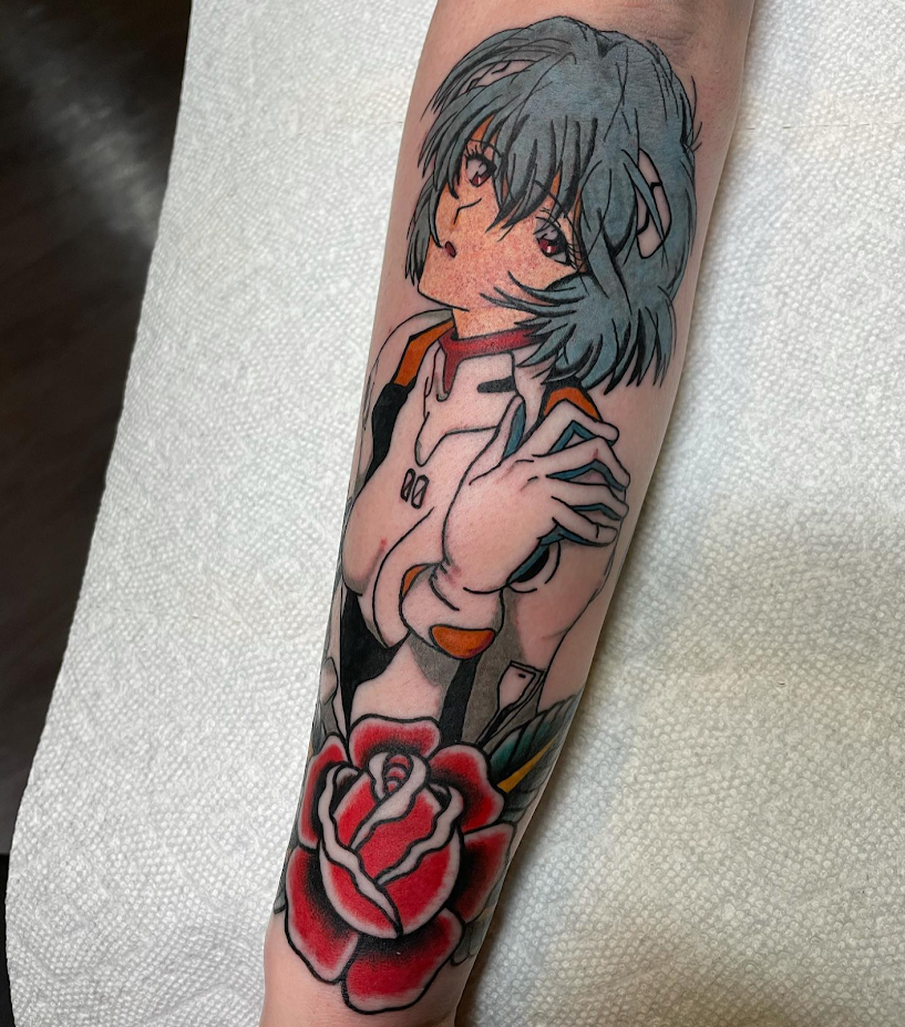 Ayanami Rei  Neon Genesis Evangelion  For my friend killwongi       tattoo tattoos tattooflash traditionalflash  Instagram